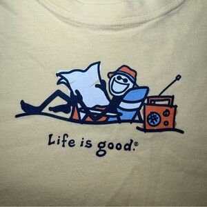 Life Is Good Crusher Mens Size XL Cotton Yellow Beach Cotton Casual T-shirt